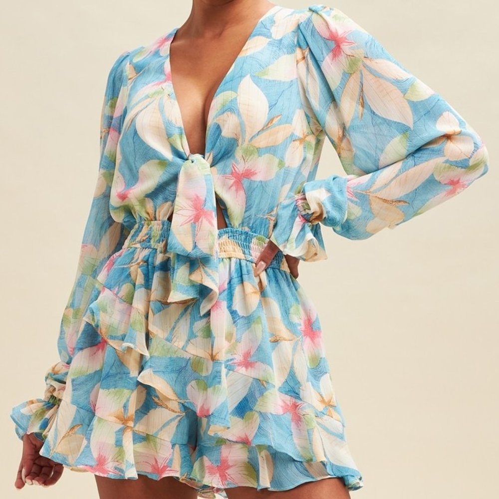Blue Floral Romper